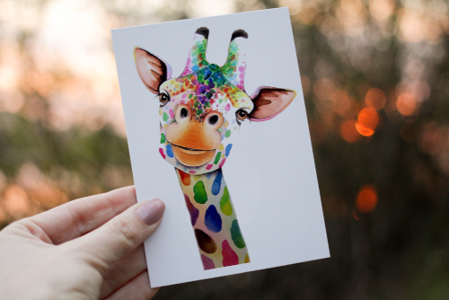 Giraffe Birthday Card, Giraffe Custom Birthday Card